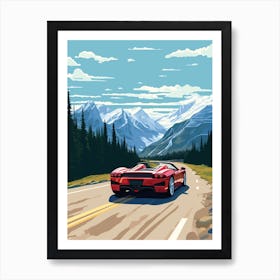 A Ferrari Enzo Car In Icefields Parkway Flat Illustration 1 Art Print