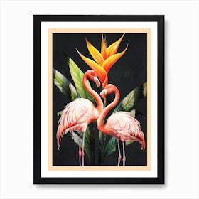 Tropical Flamingos I Art Print