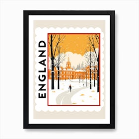 Retro Winter Stamp Poster Cambridge United Kingdom 2 Art Print