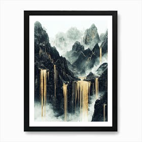 Shishapangma Golden Peaks - Ethereal Abstraction Art Print