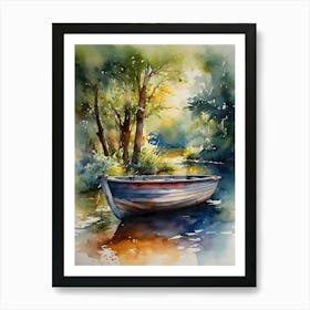 Watercolor Boat Painting Art Print