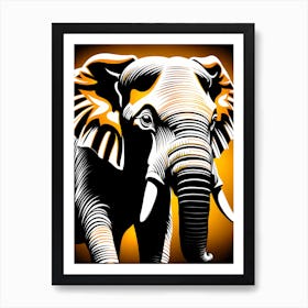 Elephant Gold and grey Art, 1343 Art Print