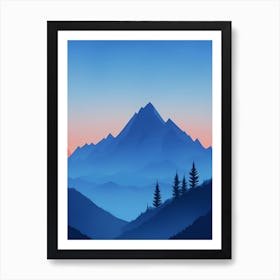 Misty Mountains Vertical Composition In Blue Tone 141 Art Print