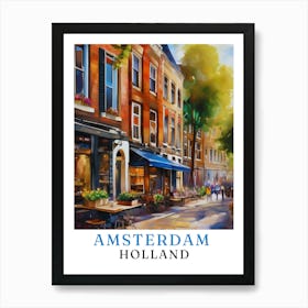 Netherlands Amsterdam, travel poster, wall art print, Amsterdam painting,102 Art Print