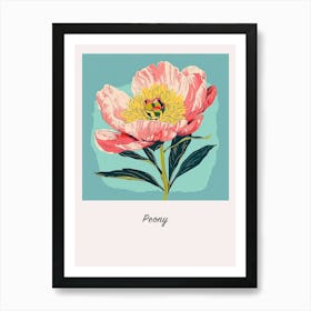 Peony 1 Square Flower Illustration Poster Art Print