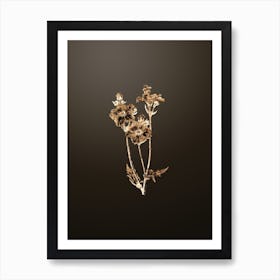 Gold Botanical Chilian Guem Flower on Chocolate Brown Art Print