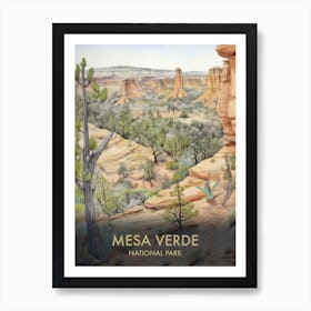 Mesa Verde National Park Watercolour Vintage Travel Poster 3 Art Print