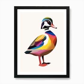 Colourful Geometric Bird Wood Duck 2 Art Print