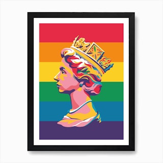 Queen Elizabeth Platinum Jubilee Rainbow Art Print