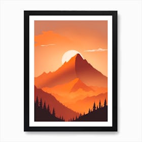 Misty Mountains Vertical Composition In Orange Tone 324 Art Print