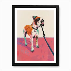 Bulldog On A Leash Art Print