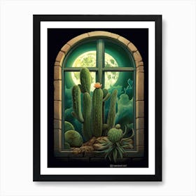 Moon Cactus On A Window  4 Art Print