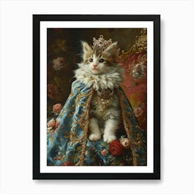 Cat With A Crown Royal Rococo Painting Inspired 1 Art Print