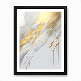 Abstract Paint Gold Grey White Art Print