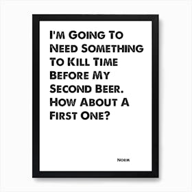 Cheers, Quote, Norm, How About A First One, TV, Wall Art, Wall Print, Print, Art Print