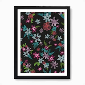 Brushed Ditsy Flowers Art Print