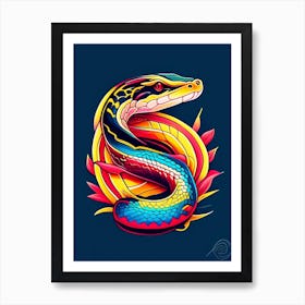 Eastern Hognose Snake Tattoo Style Art Print