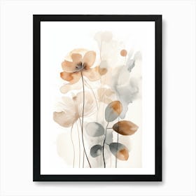 Abstract watercolour Flowers Art Print