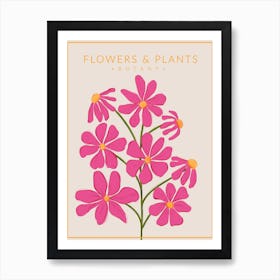 Hot Pink Flowers Botany Art Print