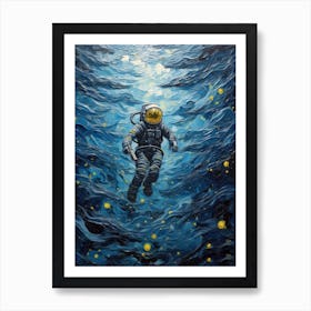 Astronaut In A Starry Night 2 Art Print