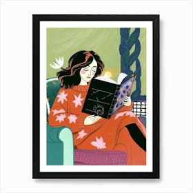 Girl Reading A Book 1 Art Print