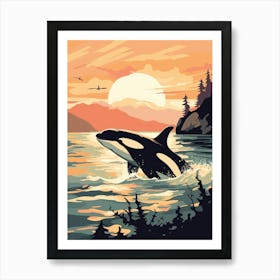 Orca Whale By Rocky Coastline5 Art Print