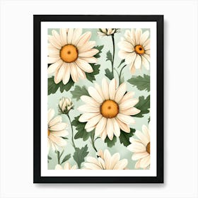 Seamless Pattern With Daisies Art Print