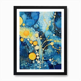 Blue And Yellow Abstract Painting 1 Art Print