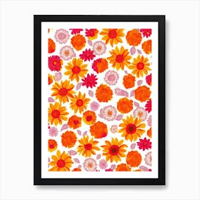 Sunflower Floral Print Retro Pattern 2 Flower Art Print