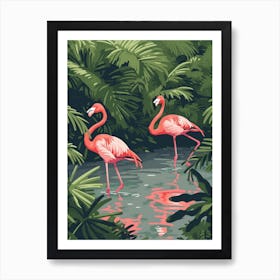 Greater Flamingo Pakistan Tropical Illustration 6 Art Print