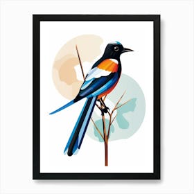 Colourful Geometric Bird Magpie 1 Art Print