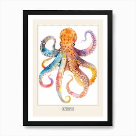 Octopus Colourful Watercolour 2 Poster Art Print