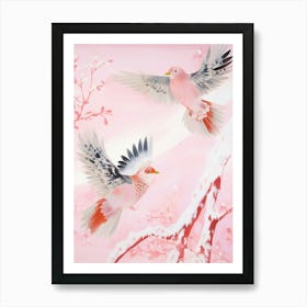Pink Ethereal Bird Painting Finch 6 Art Print