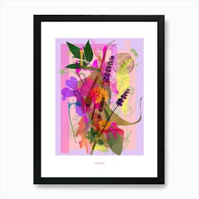 Lavender 2 Neon Flower Collage Poster Art Print