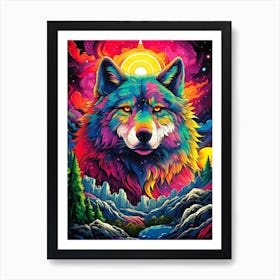 Psychedelic Wolf 2 Art Print