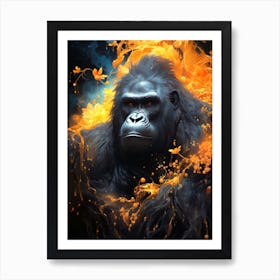 Gorilla In Flames Art Print