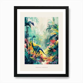 Dinosaur In The Tropical Landscape Painting 2 Poster Art Print