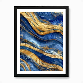 Blue And Gold Abstract Painting 11 Art Print