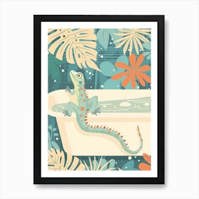 Lizard In The Bathtub Modern Abstract Illustration 5 Art Print