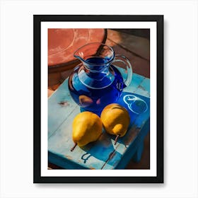 Blue Jug And Pears Art Print