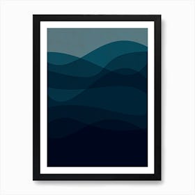 Blue Textured Abstract Sea Art Print