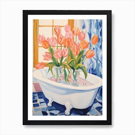A Bathtube Full Of Tulip In A Bathroom 2 Art Print