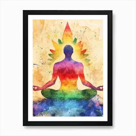 7 Color Chakra Human Lotus Pose Yoga, Abstract World, Universe Inside Your Mind Mental 1 Art Print