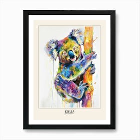 Koala Colourful Watercolour 1 Poster Art Print