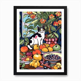 Drawing Of A Still Life Of Bouvardia With A Cat 4 Art Print