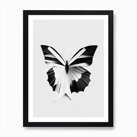 Comma Butterfly Black & White Geometric 1 Art Print