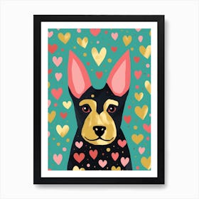 Frenchie Heart Pattern Art Print