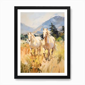 Horses Painting In Queenstown, New Zealand 1 Art Print