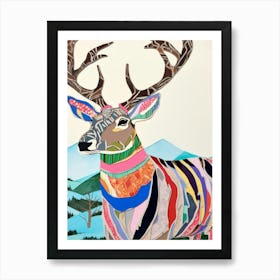 Maximalist Animal Painting Caribou 1 Art Print