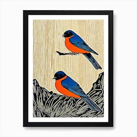 Barn Swallow Linocut Bird Poster